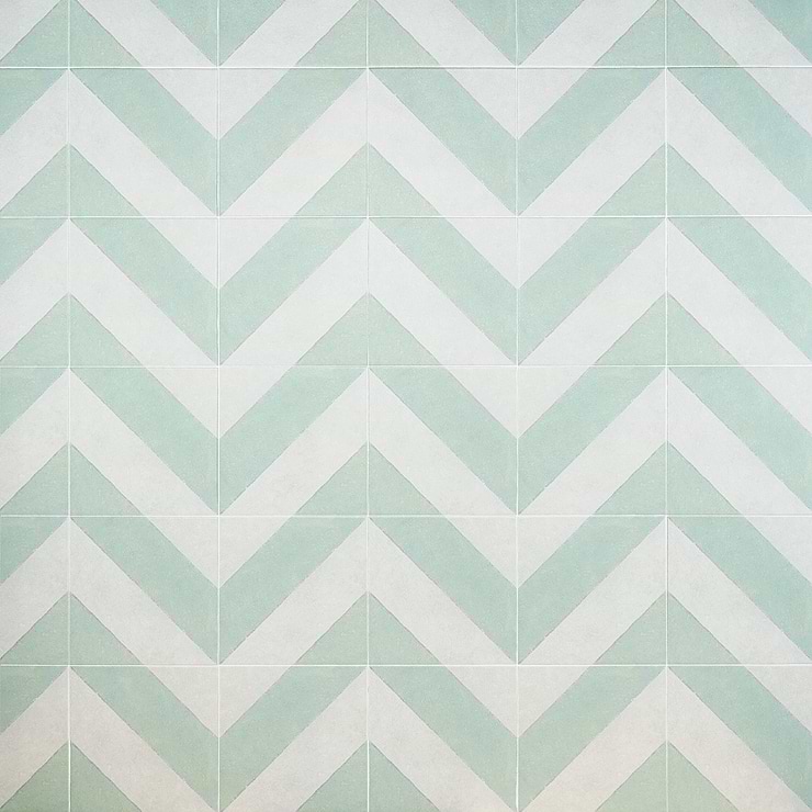 Auteur Diagonals Chevron Sage Green 9x9  Matte Porcelain Tile
