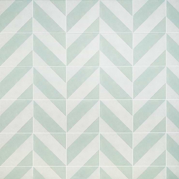 Auteur Diagonals Chevron-Offset Sage Green 9x9 Matte Porcelain Tile