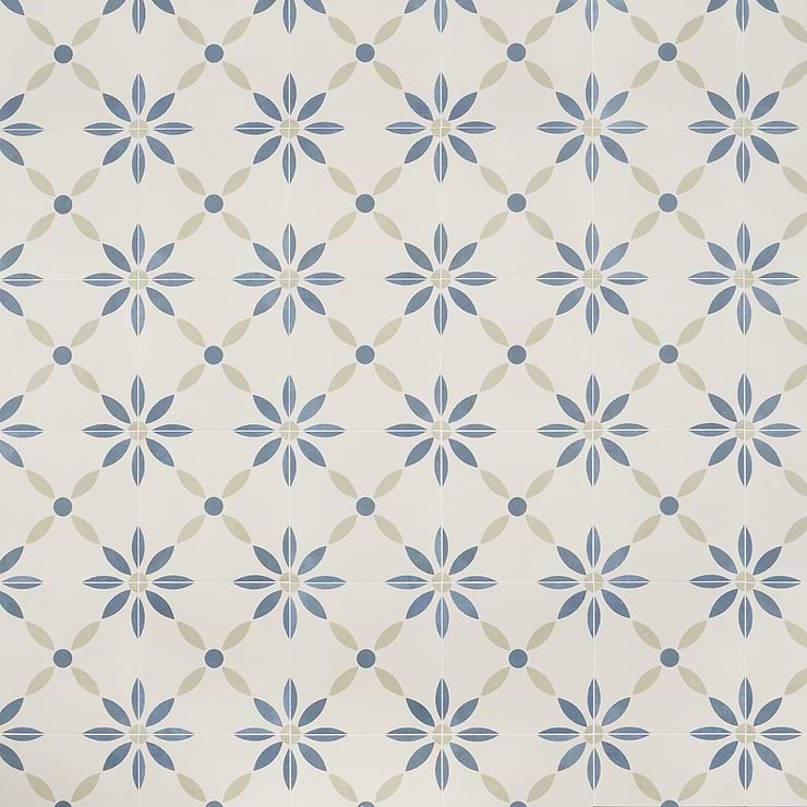 Lapaz White Flower 9x9 Matte Porcelain Tile