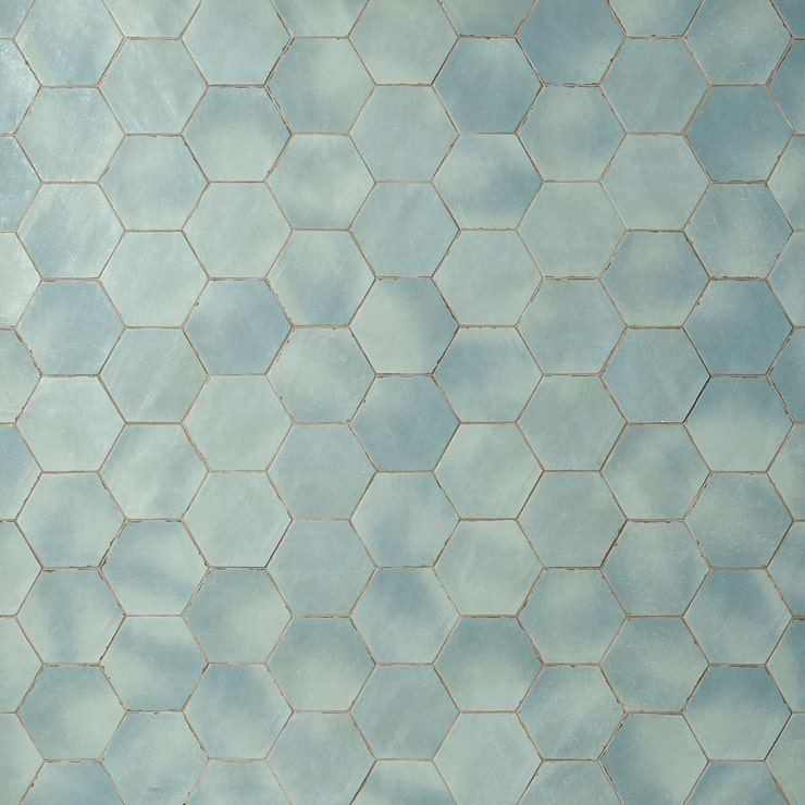 Sasha Hex Bettina Blue Green 6" Matte Porcelain Hexagon Tile