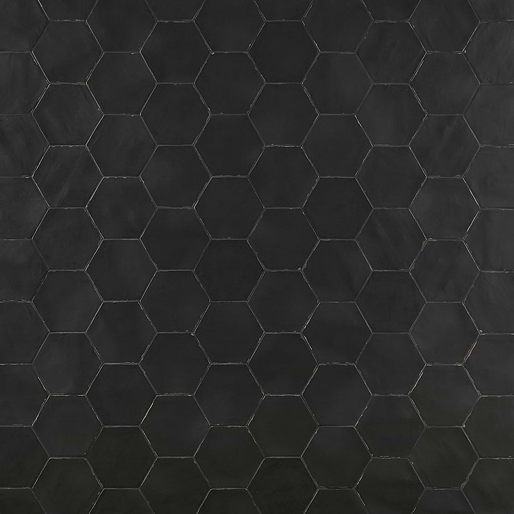 Sasha Hex Sorrentine Nero 6" Matte Porcelain Hexagon Tile