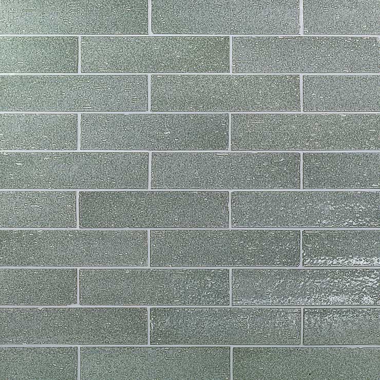 Cadenza Tidewater Green 2x9 Polished Clay Brick Tile