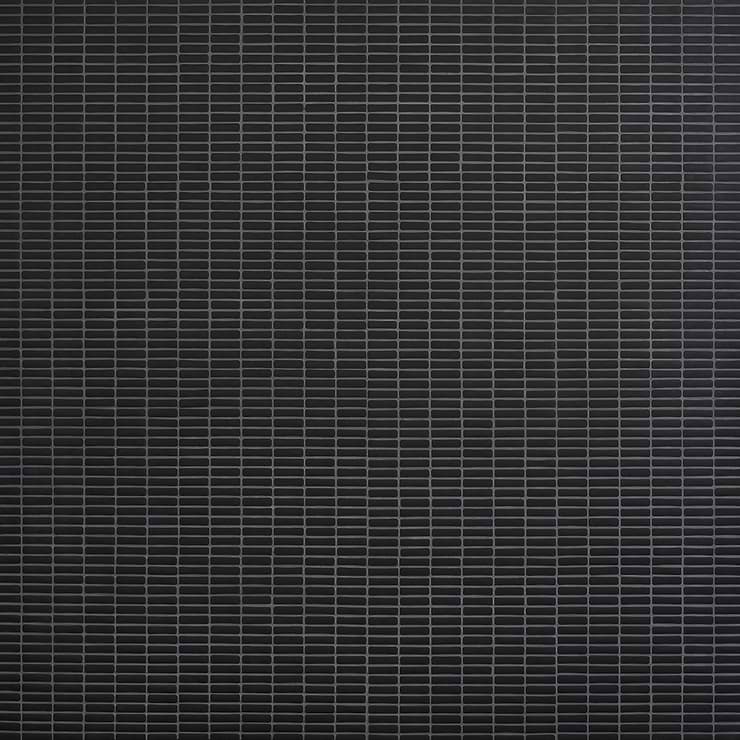 Venini Black 1/2" x 2" Mini Brick Frosted Glass Mosaic Tile