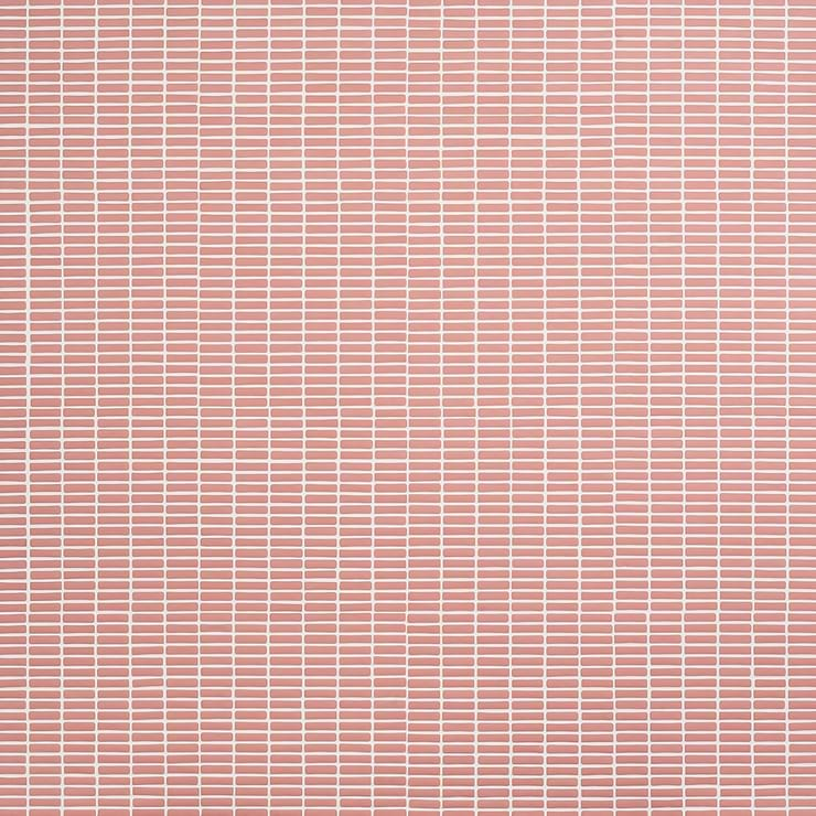 Venini Pink 1/2" x 2"  Mini Brick Frosted Glass Mosaic Tile