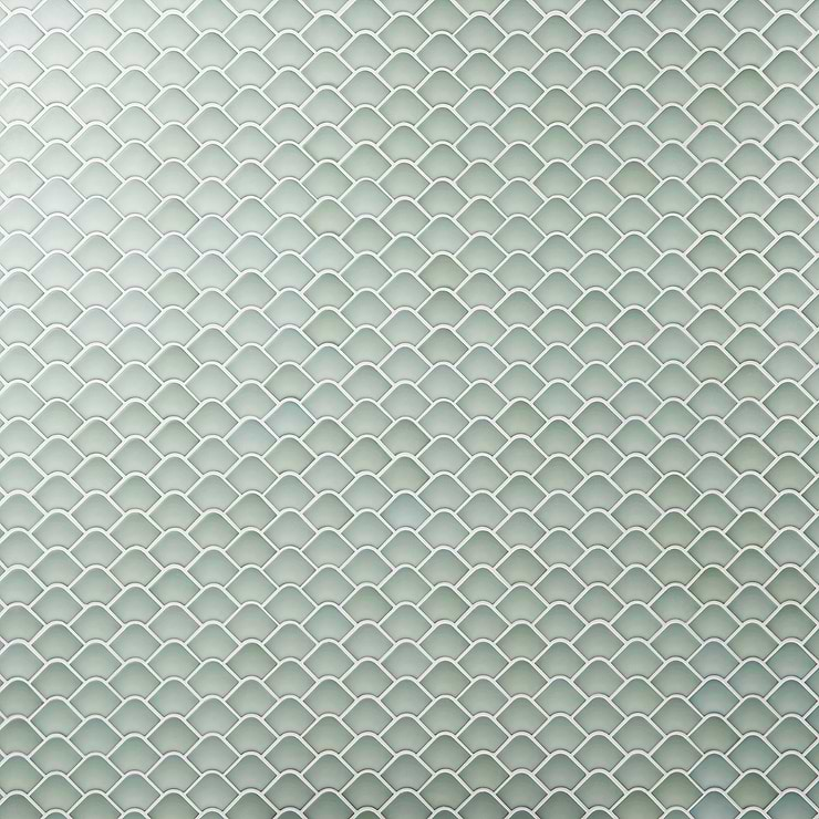 Suki Green 2x3 Fishscale Matte Glass Mosaic Tile