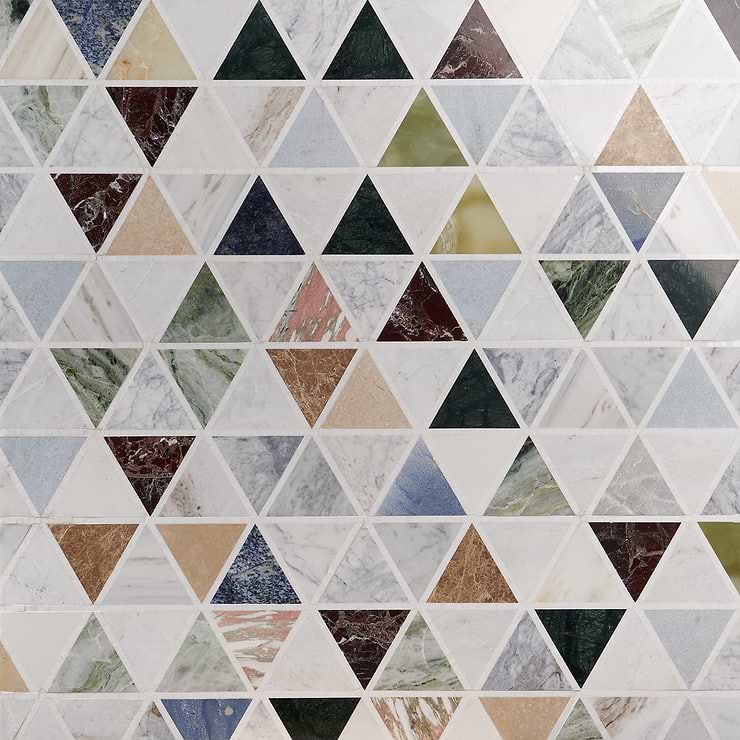 Valerie Multicolor 6" Triangle Polished Marble Mosaic Tile
