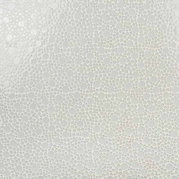 Loft Spa Super White Circles Glass Polished Mosaic Tile