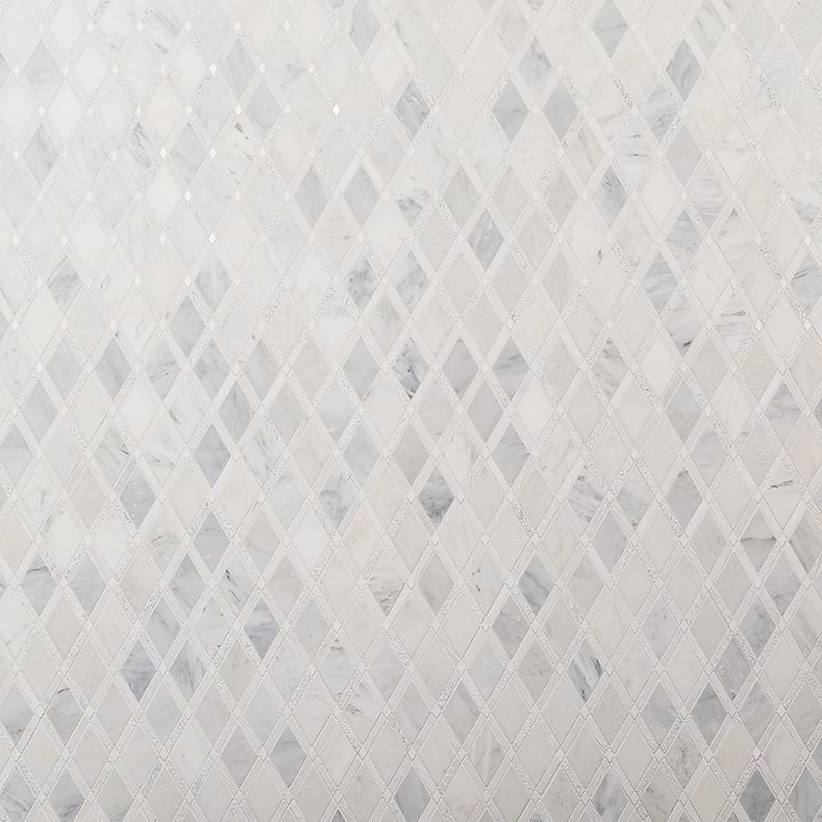 Imperial Asian Statuary Gray Polished Textured Marble Mosaic Tile