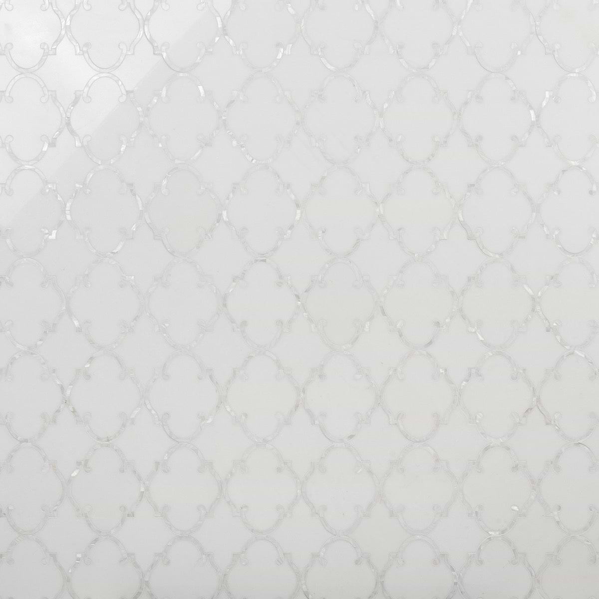 Highland Marrakesh White Thassos Marble With Pearl Shell Polished Mosaic Tile