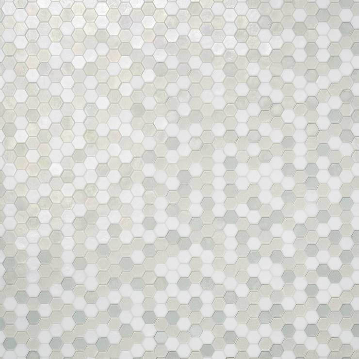 Ohana Hexagon Atmosphere White 2'' Glass Mosaic Tile