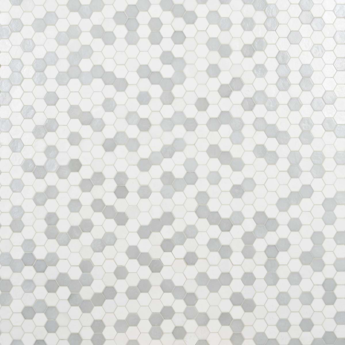 Ohana White 2" Hexagon Polished Glass Mosaic Tile