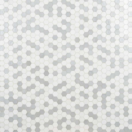 Ohana White 2" Hexagon Polished Glass Mosaic