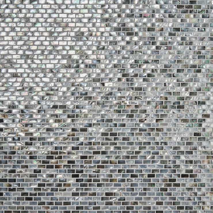 Deep Sea Black Pearl Mini Brick Pattern Polished Mosaic Tile