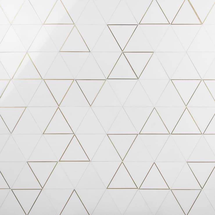 Verin Thassos Polished Marble and Brass Mosaic Tile