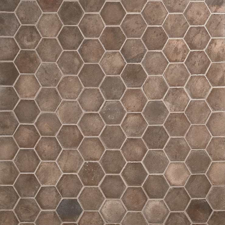 Terra Villa Gray 4" Hex Matte Presealed Genuine Terracotta Tile