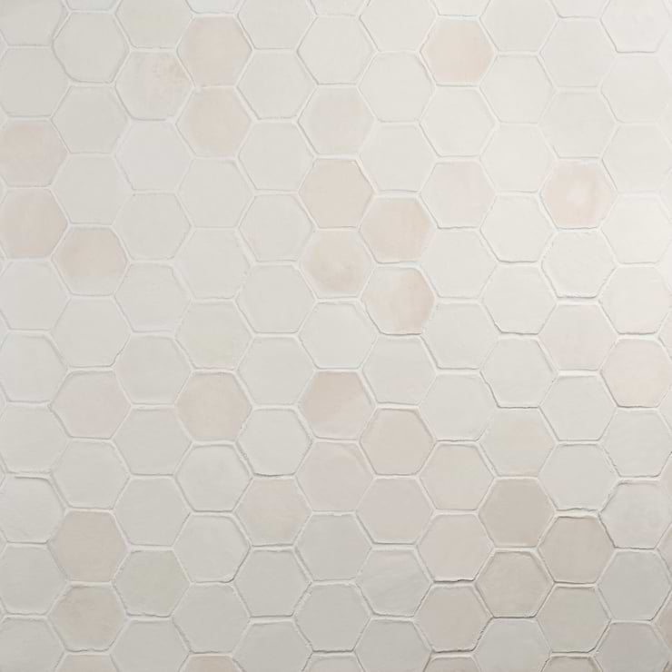 Terra Villa White 4" Hex Matte Presealed Genuine Terracotta Tile