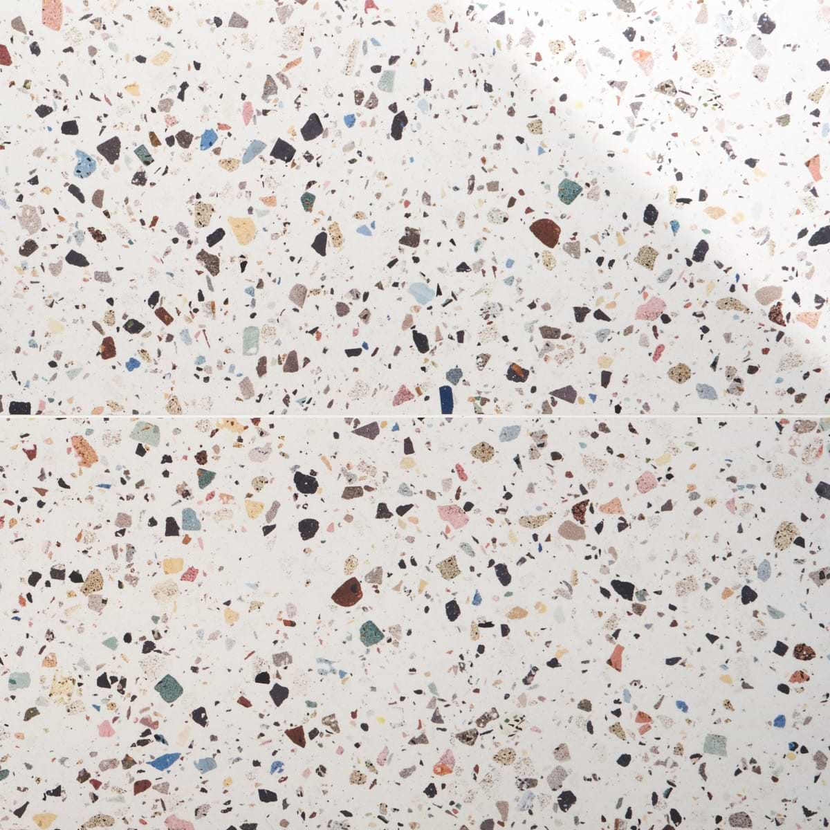 Bejeweled White Multicolor 24x48 Terrazzo Look Polished Porcelain Tile