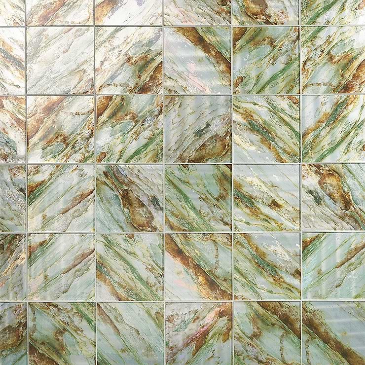 Gem Emerald Green 9x9 Polished Glass Tile