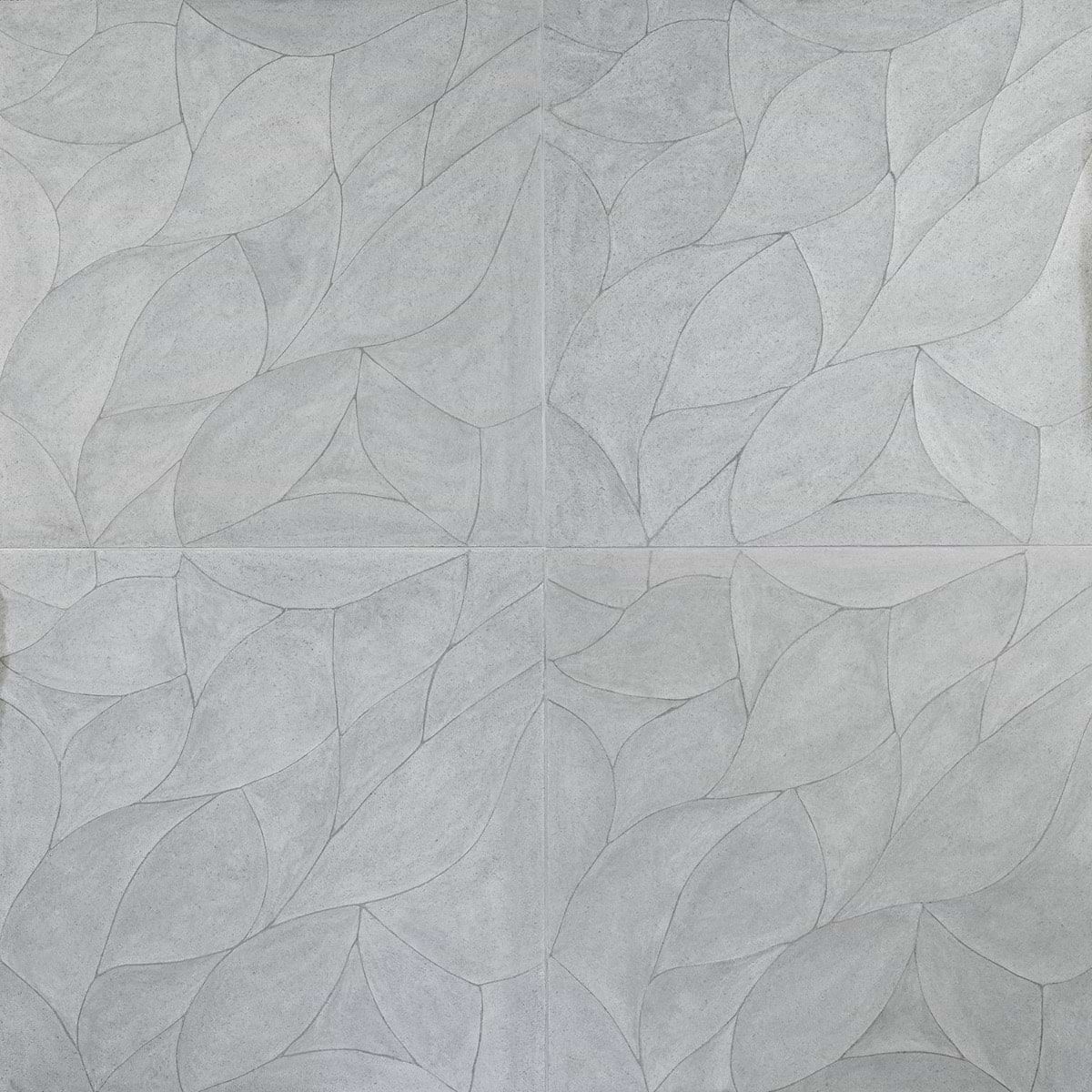 Thalia Blue Gray 18x18 3D Carved Rosette Honed Limestone Tile