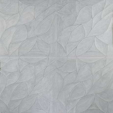 Thalia Blue Gray 18x18 3D Carved Rosette Honed Limestone Tile
