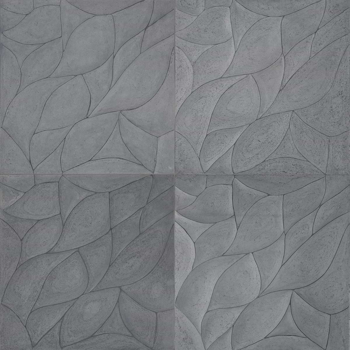 Thalia Charcoal 18x18 3D Carved Rosette Honed Limestone Tile