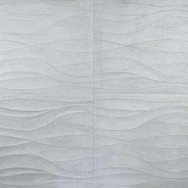 Thalia Blue Gray 18x18 3D Carved Wave Honed Limestone Tile