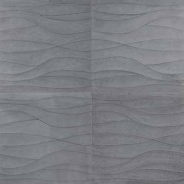 Thalia Charcoal 18x18 3D Carved Wave Honed Limestone Tile - Sample