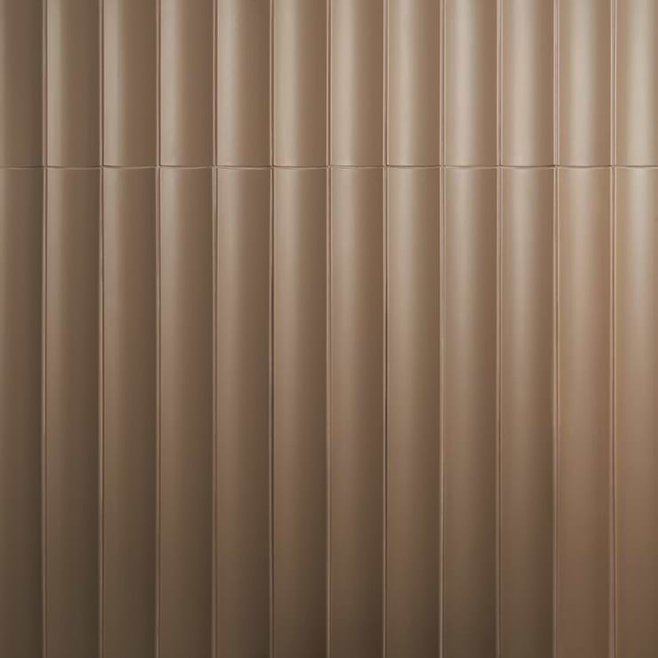 Roller Fluted Column Taupe 4x36 3D Handmade Matte Ceramic Tile