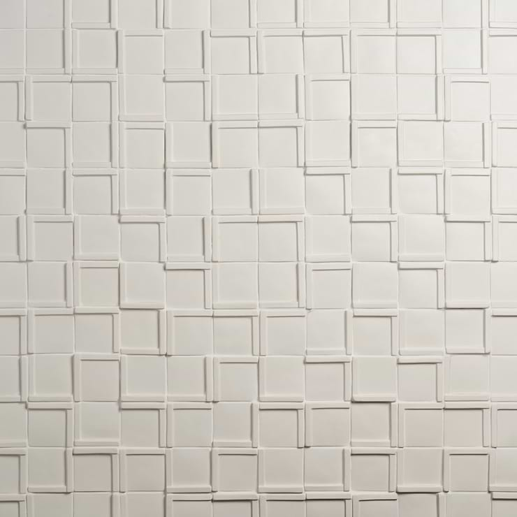 Roller Cross White 4x4 3D Handmade Matte Ceramic Tile