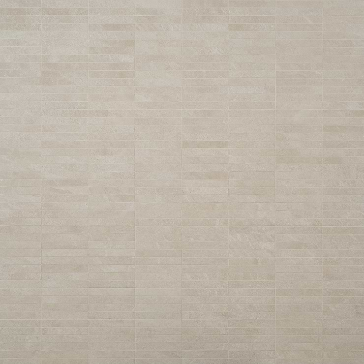 Era Crema Beige 1x6 Stacked Limestone Look Matte Porcelain Mosaic Tile