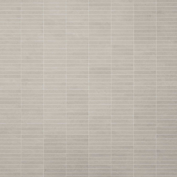 Era Linen White 1x6 Stacked Limestone Look Matte Porcelain Mosaic Tile