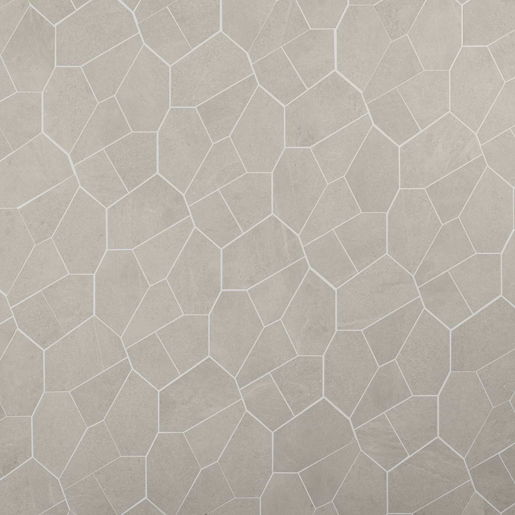 Era Linen White Organic Pattern Limestone Look Matte Porcelain Mosaic Tile