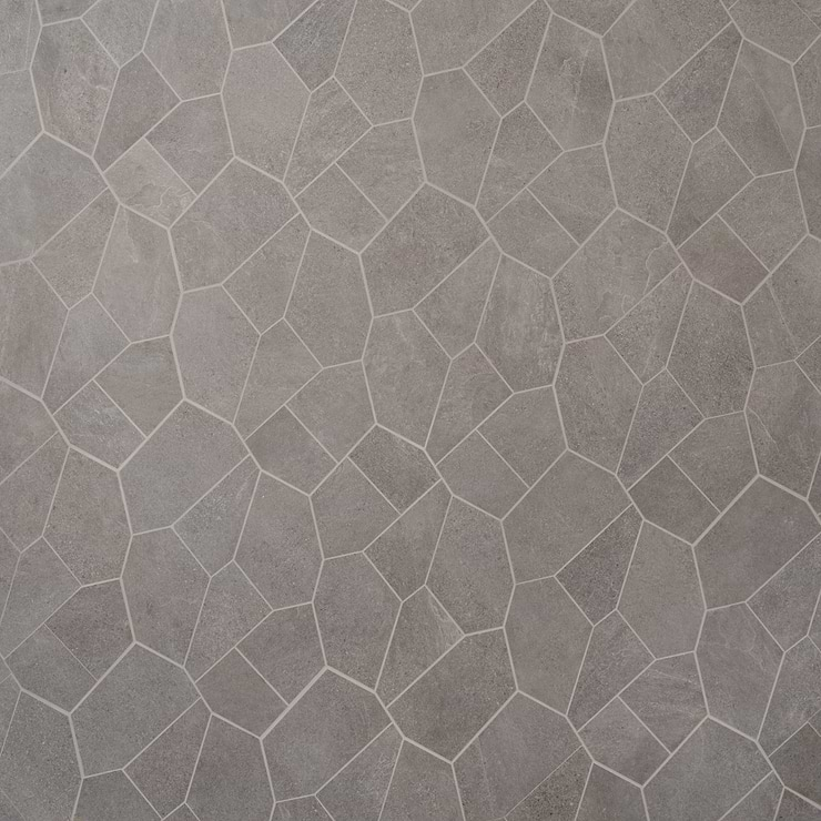 Era Slate Gray Organic Pattern Limestone Look Matte Porcelain Mosaic Tile