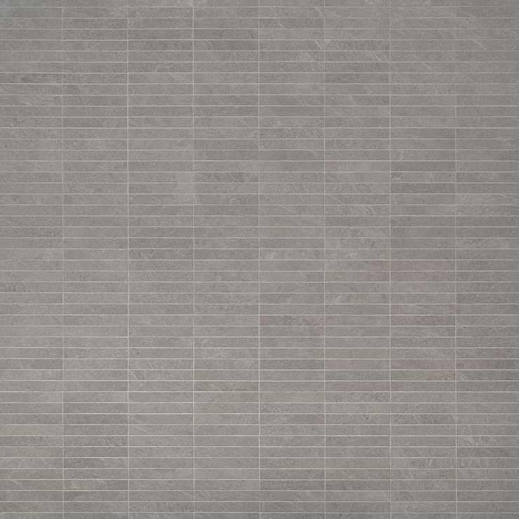 Era Silver Gray 1x6 Stacked Limestone Look Matte Porcelain Mosaic Tile