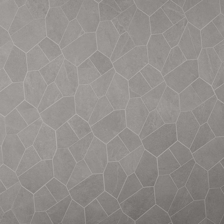 Era Silver Gray Organic Pattern Limestone Look Matte Porcelain Mosaic Tile