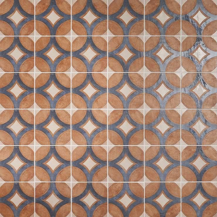 Angela Harris Mediterra Circles Terracotta 8x8 Matte Porcelain Tile