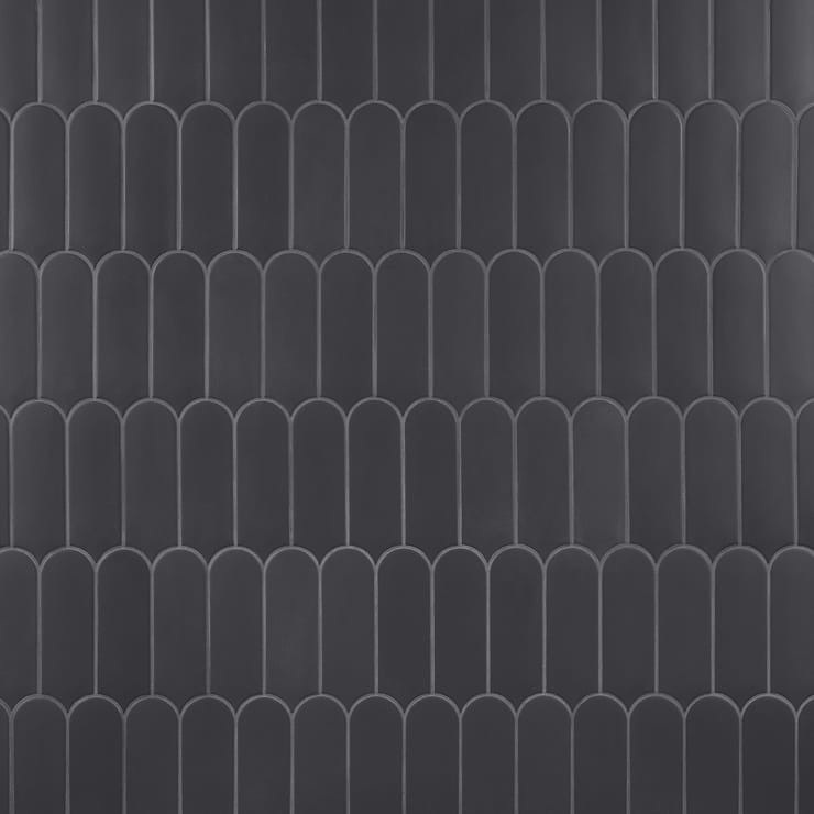 Parry Charcoal 3x8 Fishscale Matte Ceramic Wall Tile