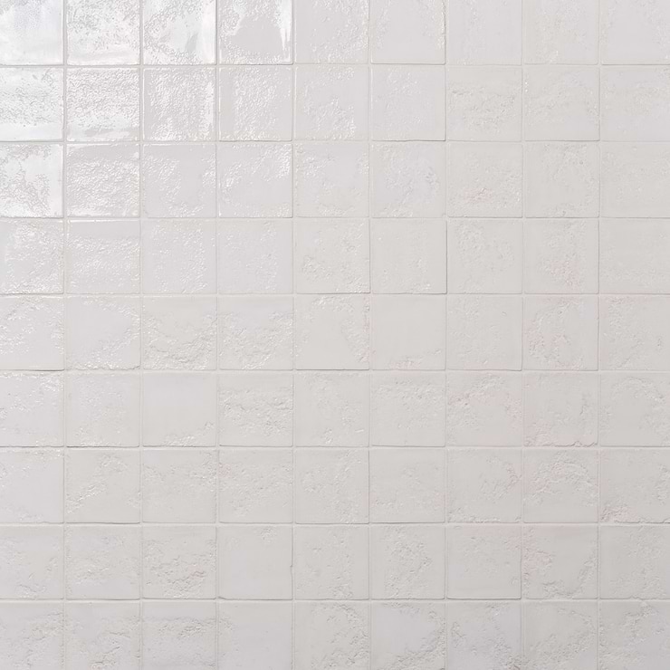 Navari White 5x5 Textured Glossy Ceramic Tile | Tilebar.com