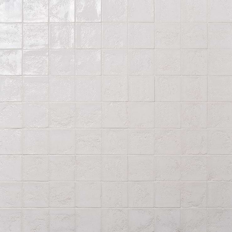 Navari White 5x5 Textured Glossy Ceramic Tile