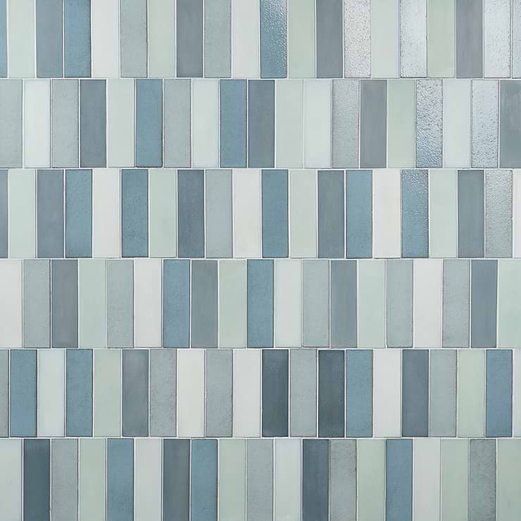 Color One Ocean Blend Blue 2x8 Cement and Lava Stone Tiles