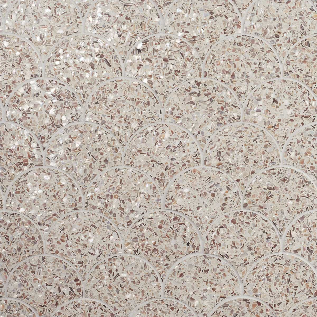 Reef Cream 5" Fishscale Polished Pearl Terrazzo Mosaic