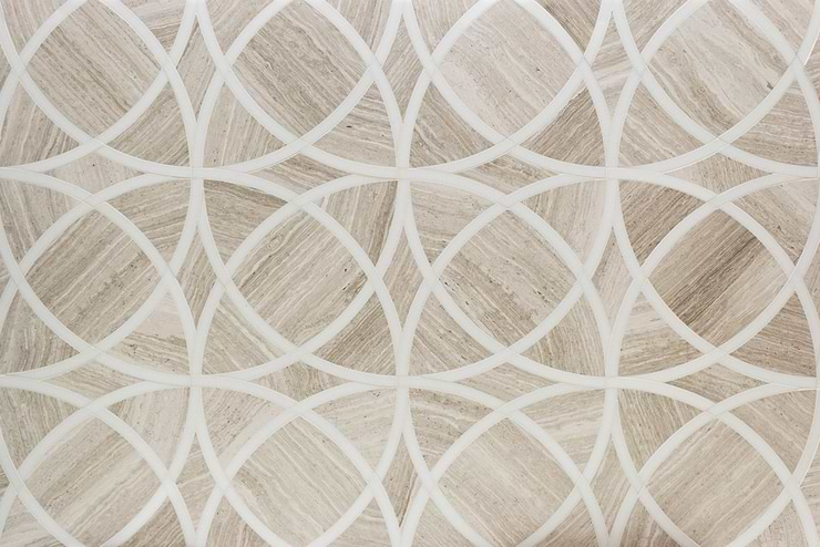 Celtic Wooden Beige And Thassos Marble Tile