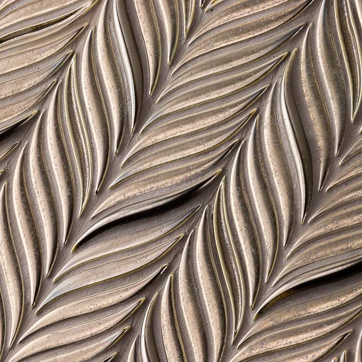 Nabi Alula Metallic Copper Brown Chevron Matte Glass Mosaic Tile