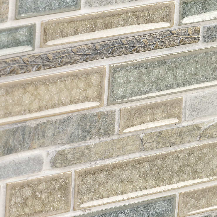 Shangri-La Green Quartz Random Brick Glass & Stone Tile
