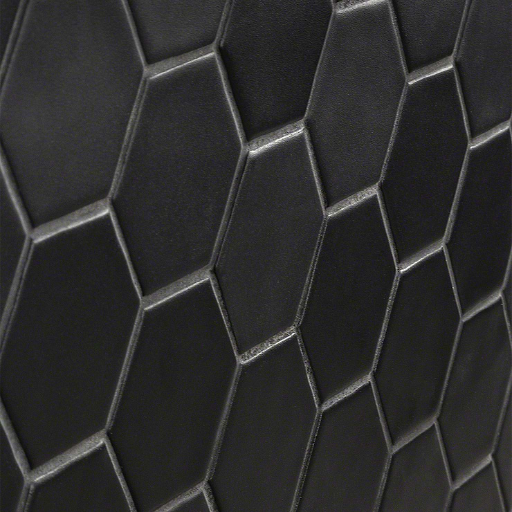 Meadowmere Black 3" Hexagon Matte Ceramic Tile
