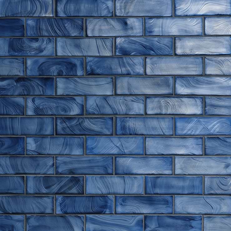 Magico Iridescent Sky Blue 2x6 Polished Glass Mosaic Tile