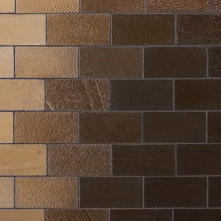 Magma Brick Bronze 3x6" Polished Lava Stone Tile
