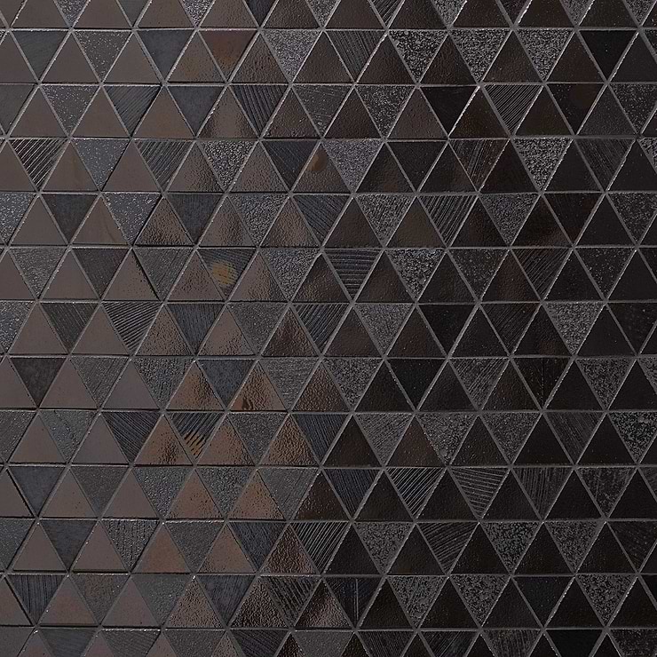 Magma Triangles Iron Gray 2" Polished Lava Stone Mosaic Tile