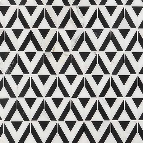 Monroe Triangle Black & White Polished Marble Mosaic