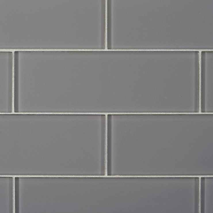 Loft Ash Gray 4x12 Polished Glass Subway Wall Tile